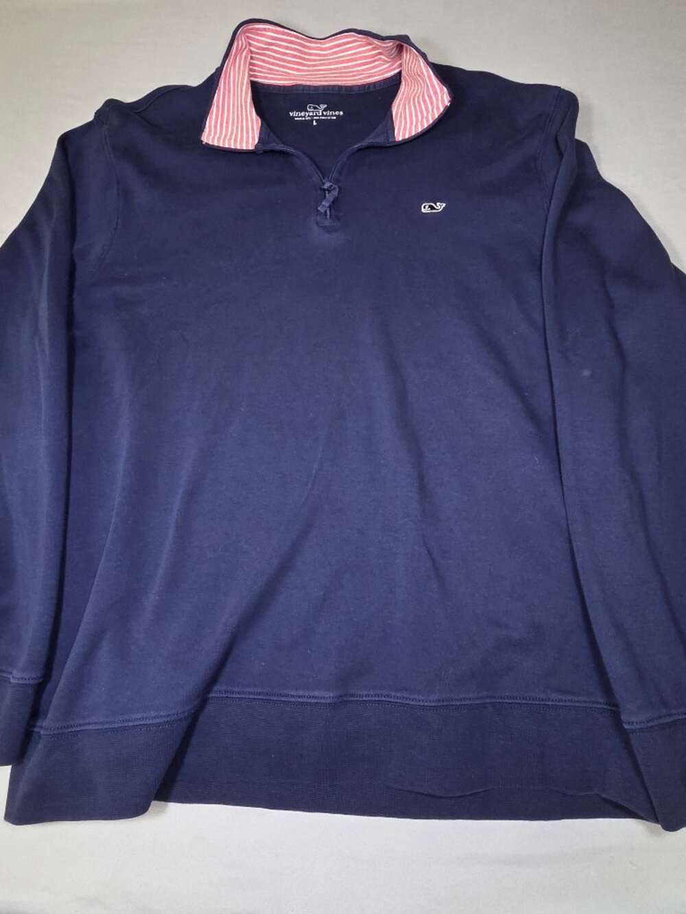Vineyard Vines Navy Pima Cotton Quarter-Zip Pullover L